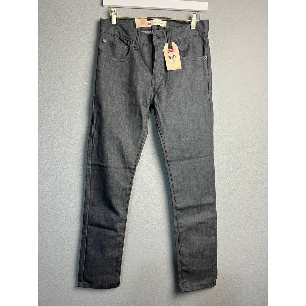Levis 510 Skinny Boys Jeans Size 16 Reg 28x28 Dark Grey Stretch Denim NWT